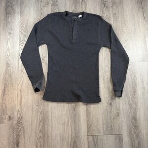 Old Navy Thermal Shirt Mens Medium Gray Waffle Henley Long Sleeve Base Layer